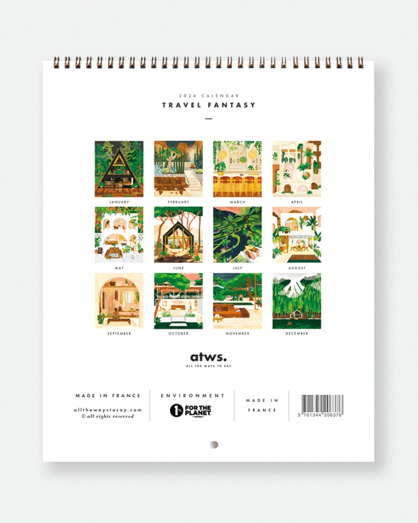 2024 Wall Calendar - Travel Fantasy