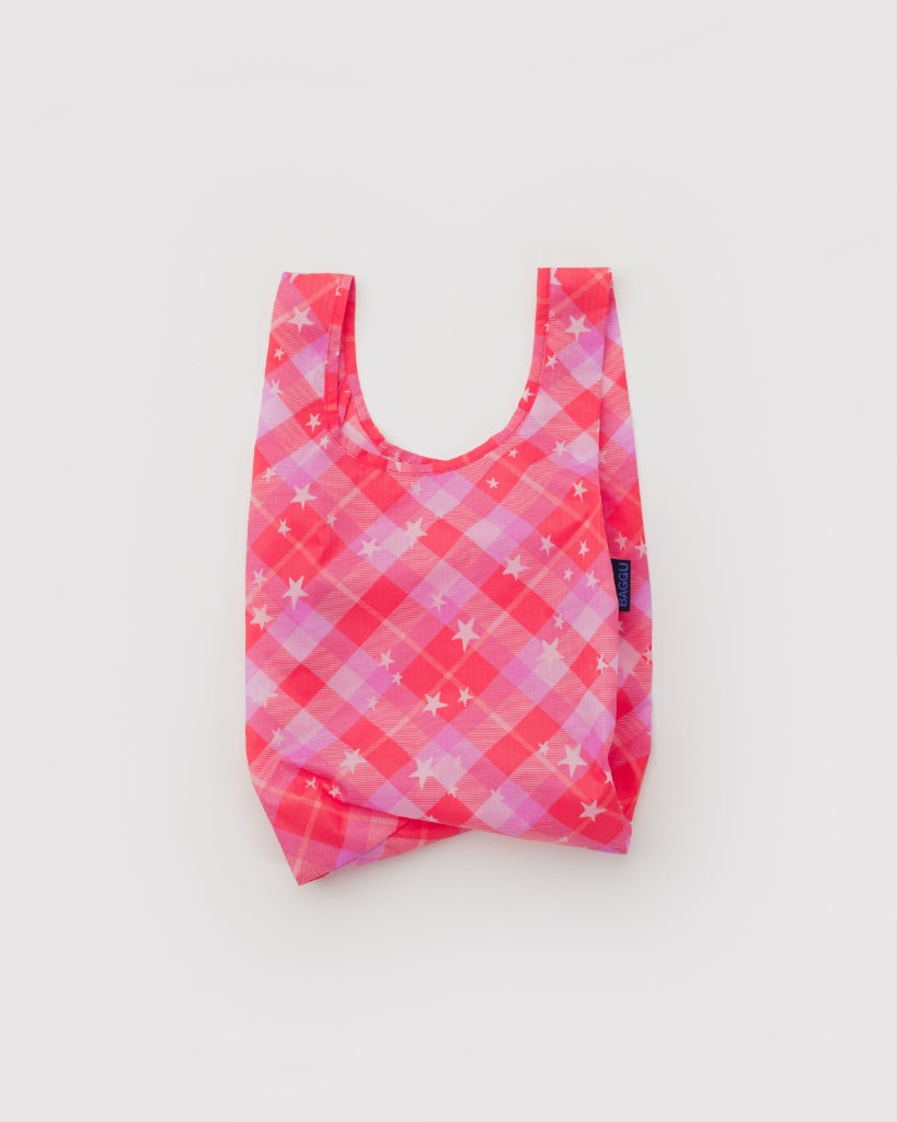 Baby Reusable Bag - Pink Star Plaid
