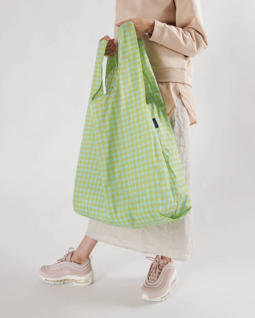 Big Reusable Bag - Mint Pixel Gingham