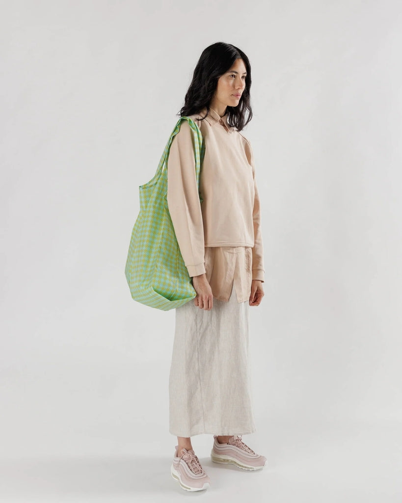 Big Reusable Bag - Mint Pixel Gingham