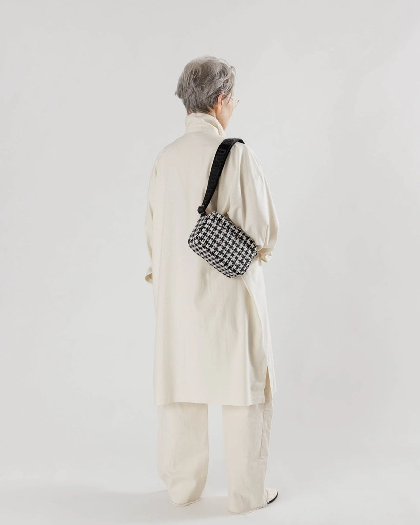 Camera Crossbody - Black & White Pixel Gingham