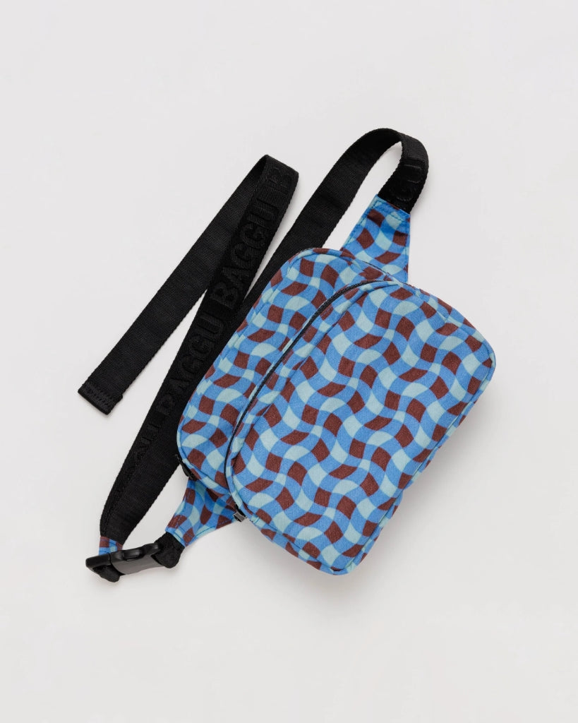 Fanny Pack - Wavy Gingham Blue