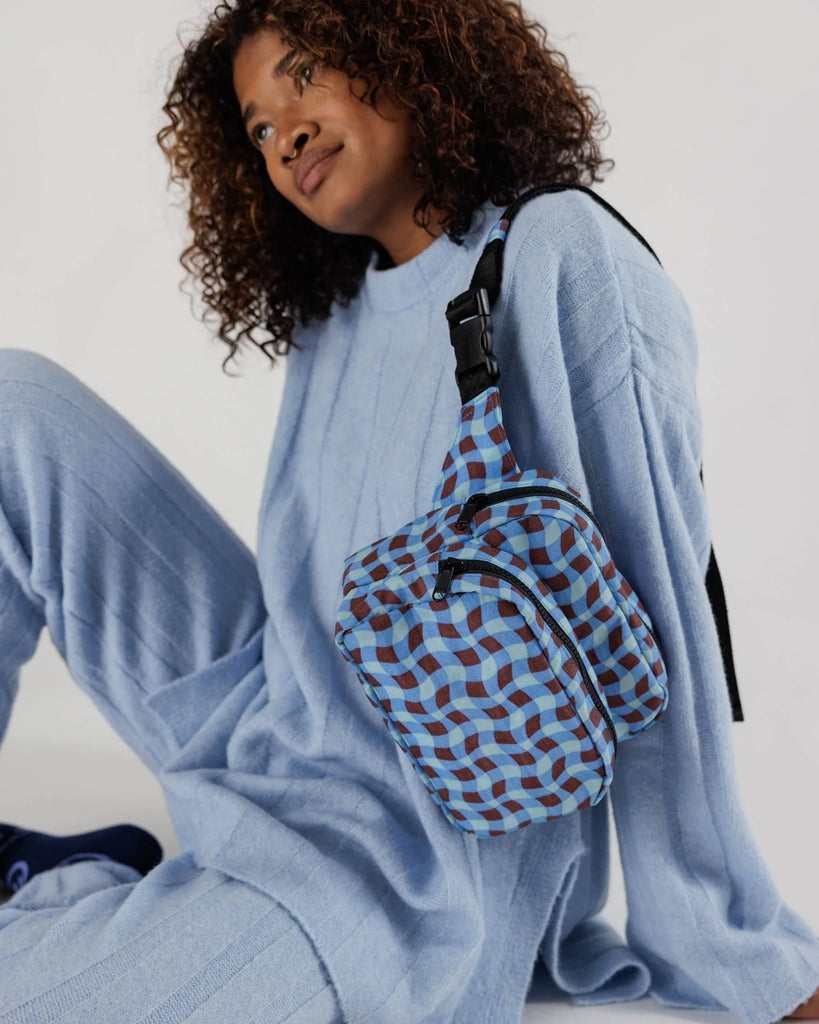 Fanny Pack - Wavy Gingham Blue