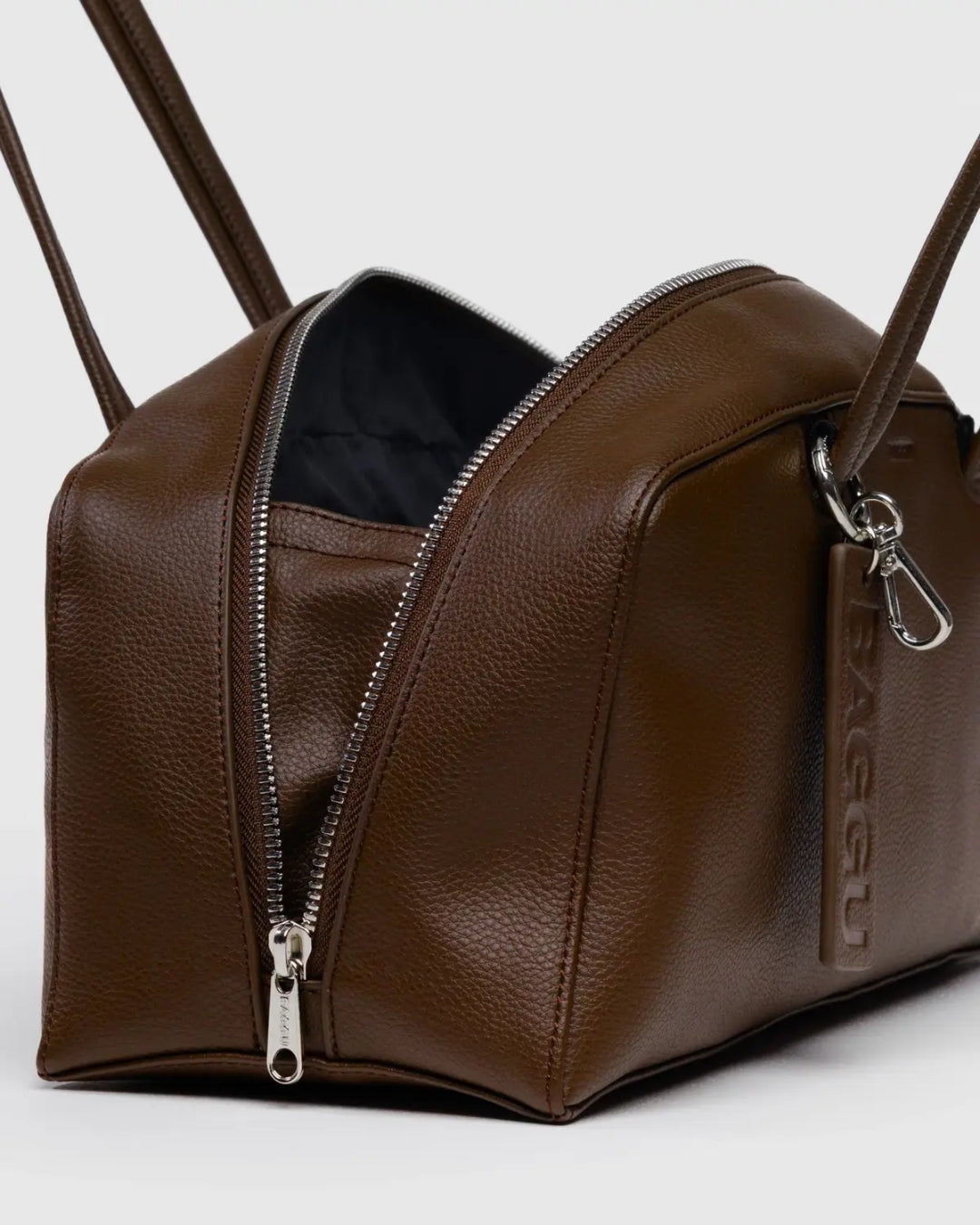 Medium Recycled Leather Bowler Bag - Brown