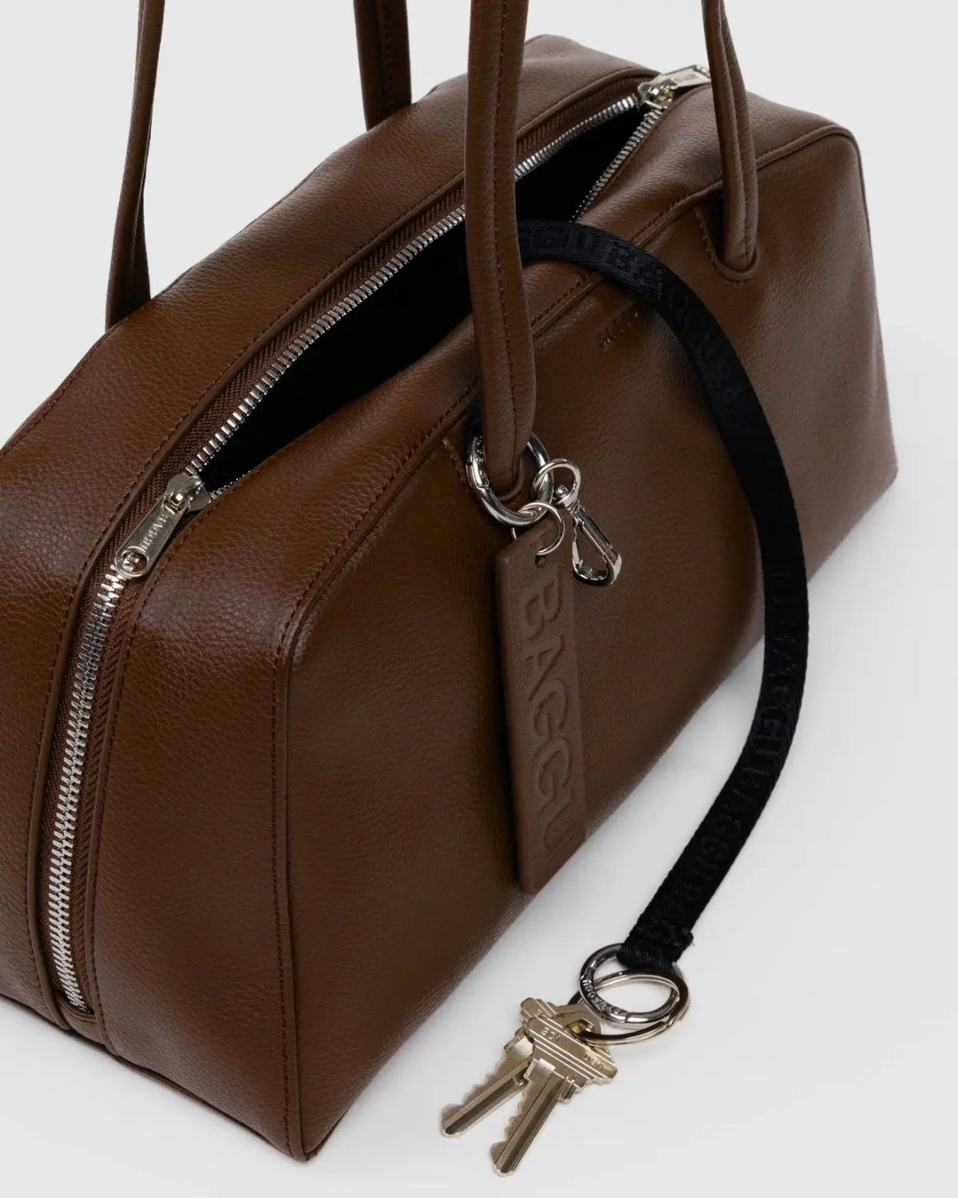 Medium Recycled Leather Bowler Bag - Brown