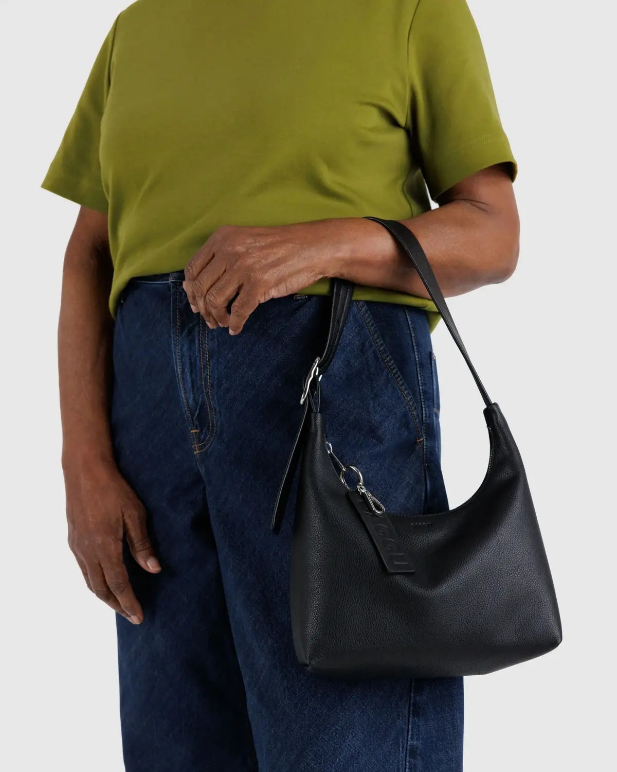 Mini Recycled Leather Shoulder Bag - Black