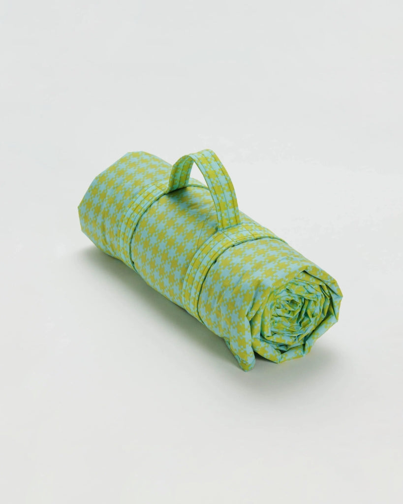 Puffy Picnic Blanket - Mint Pixel Gingham