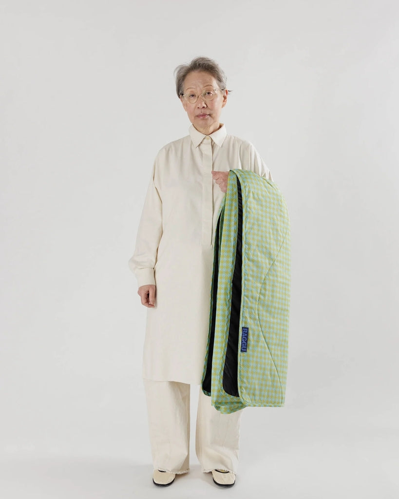 Puffy Picnic Blanket - Mint Pixel Gingham