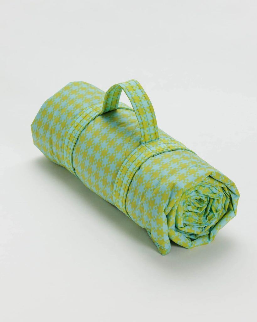 Puffy Picnic Blanket - Mint Pixel Gingham