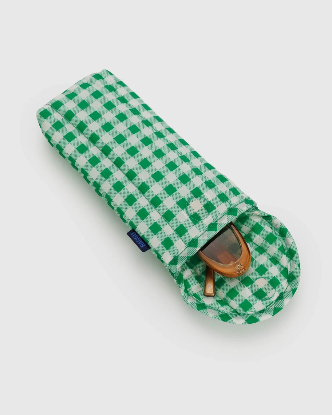 Puffy Glasses Case - Green Gingham