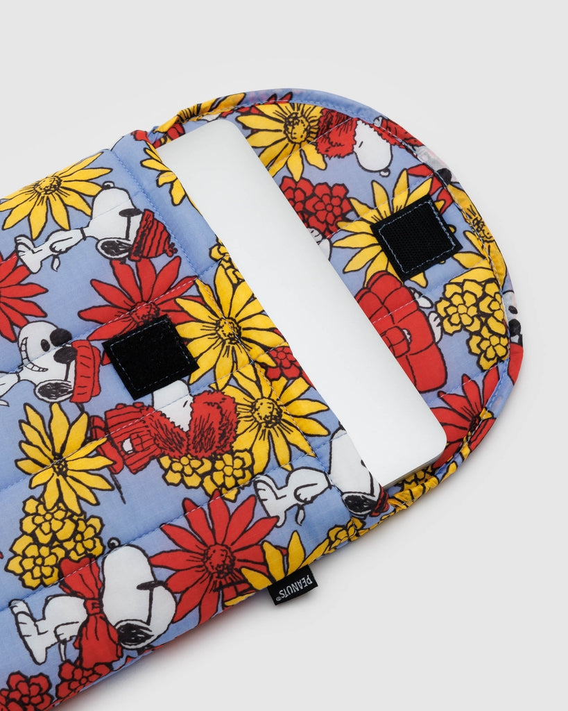 Puffy Laptop Sleeve - Peanuts Floral Snoopy