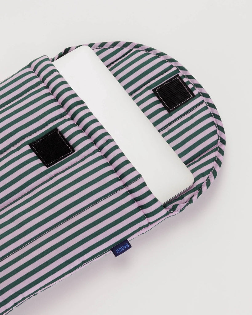 Puffy Laptop Sleeve - Lilac Candy Stripe