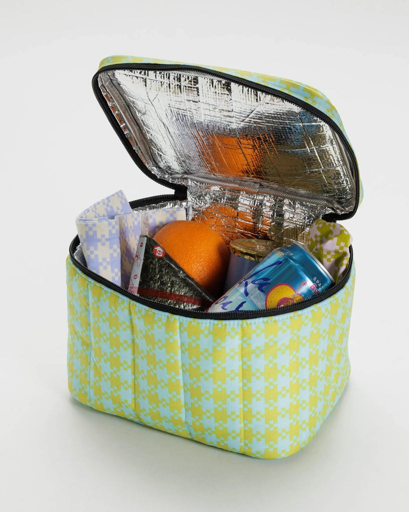 Puffy Lunch Bag - Mint Pixel Gingham