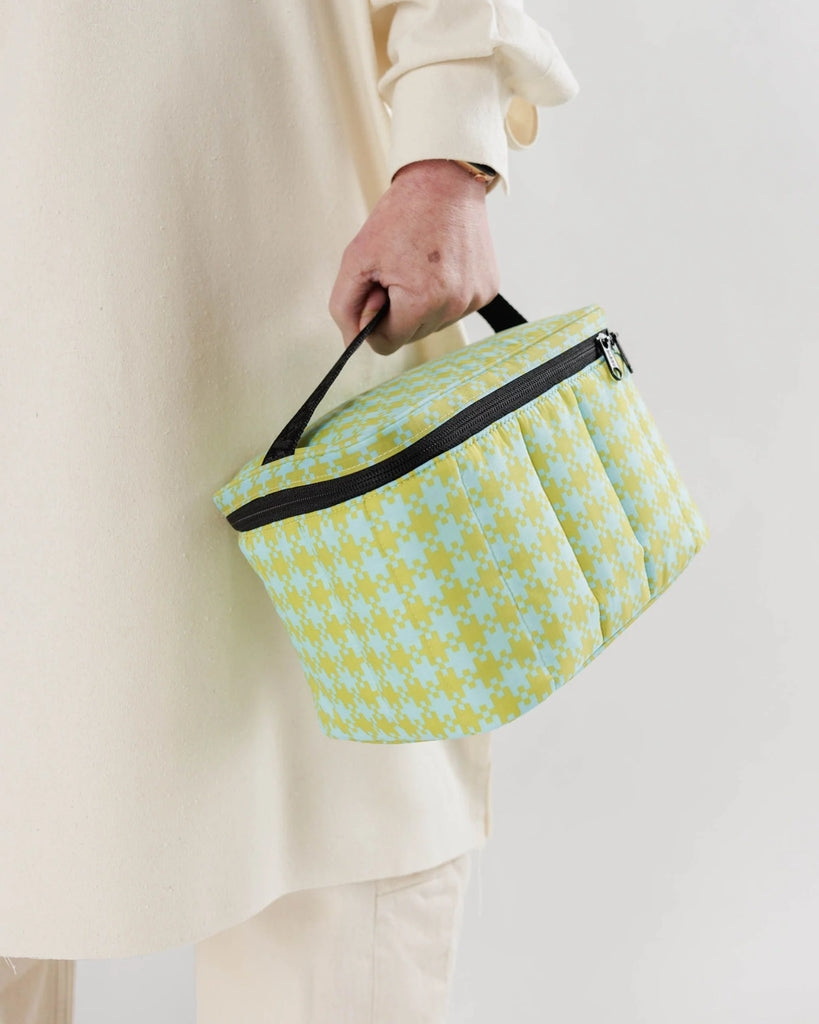 Puffy Lunch Bag - Mint Pixel Gingham