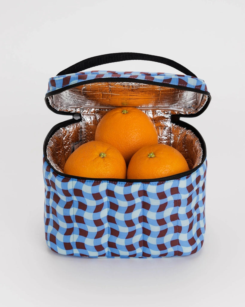 Puffy Lunch Bag - Wavy Gingham Blue