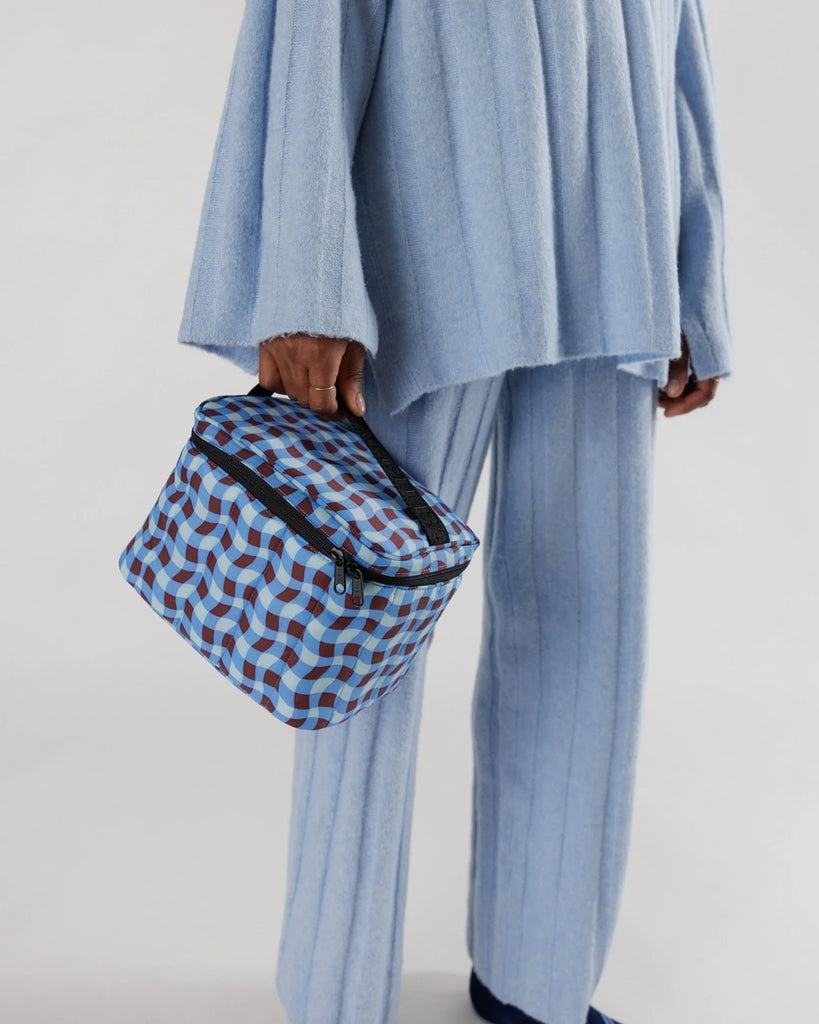 Puffy Lunch Bag - Wavy Gingham Blue