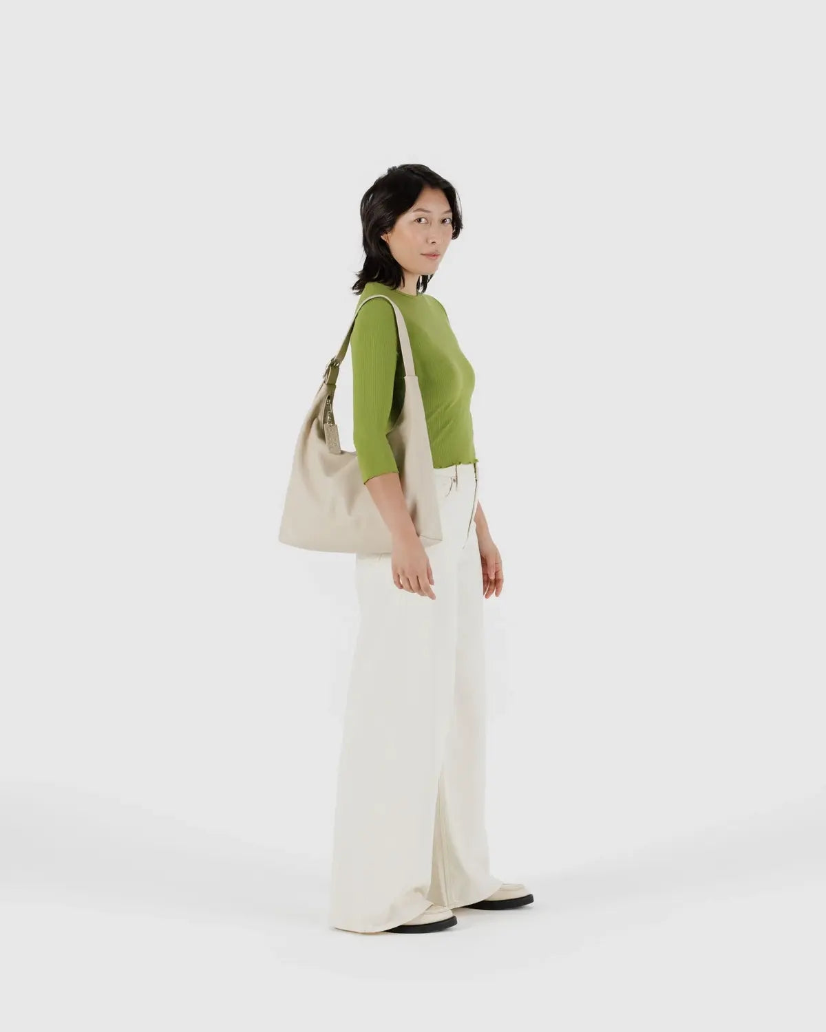 Recycled Leather Shoulder Bag - Stone