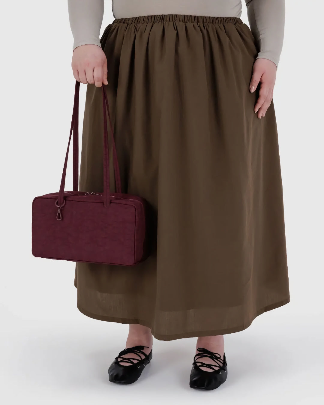 Small Nylon Bowler Bag - Mahogany