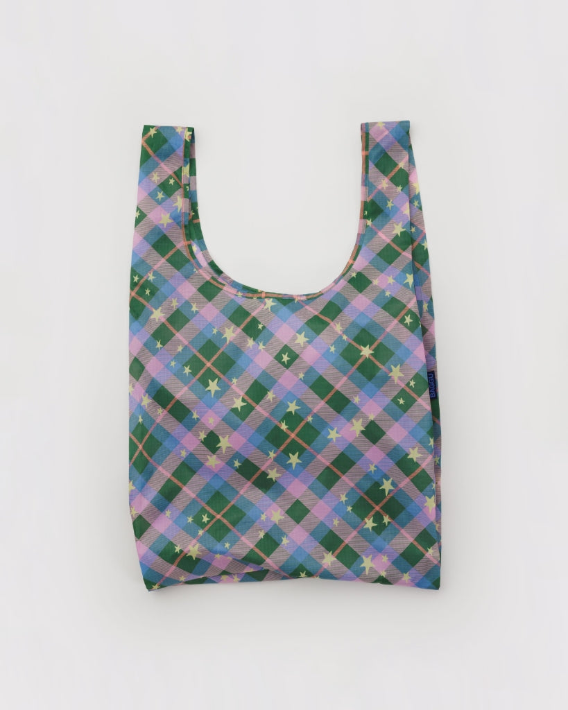 Standard Reusable Bag - Green Star Plaid