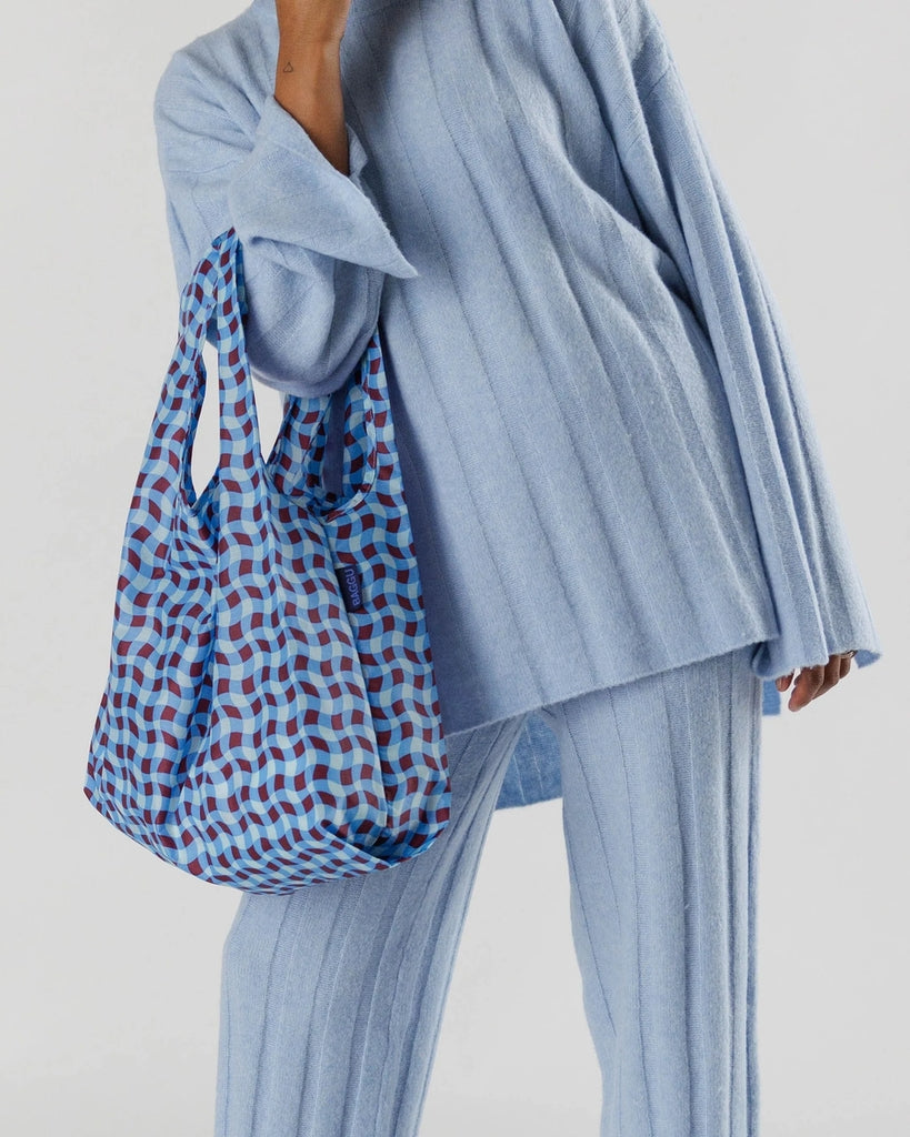 Standard Reusable Bag - Wavy Gingham Blue