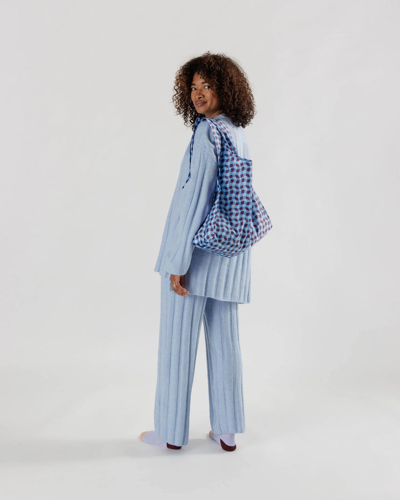 Standard Reusable Bag - Wavy Gingham Blue