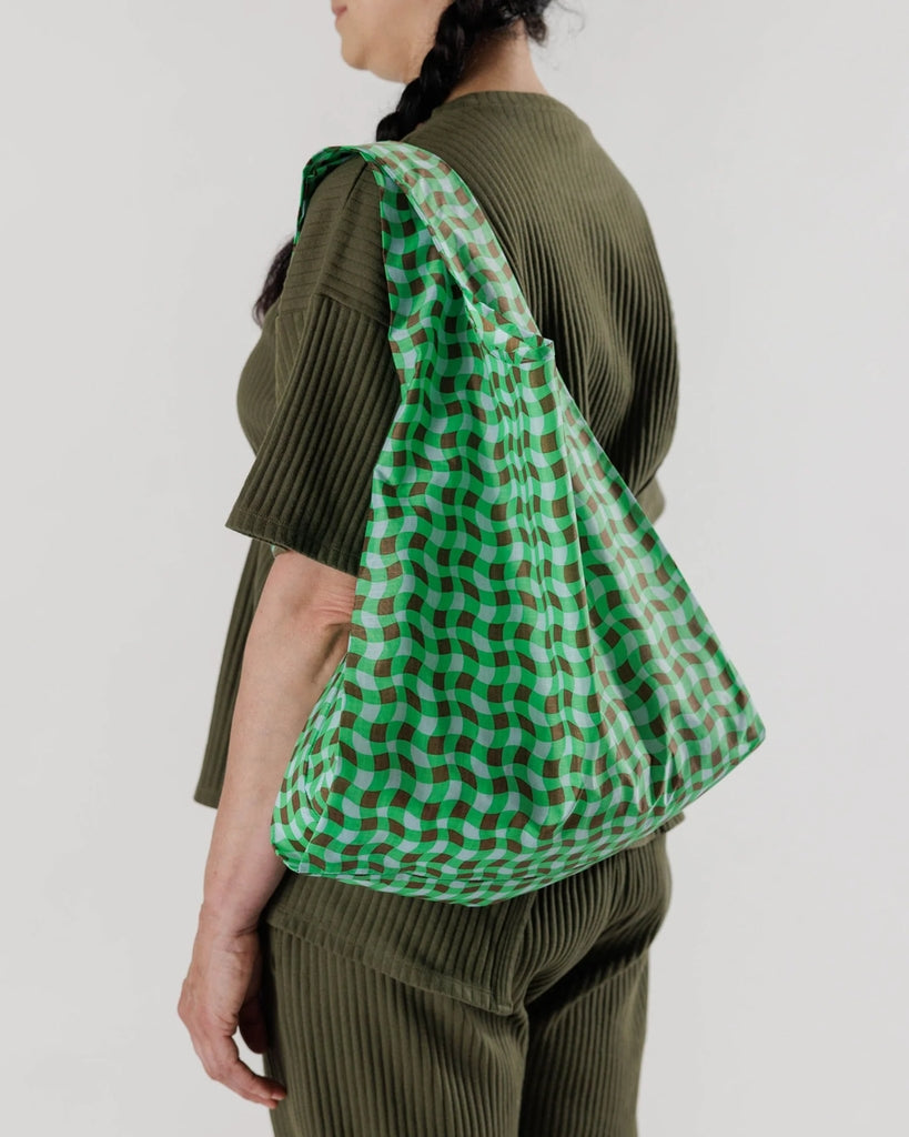 Standard Reusable Bag - Wavy Gingham Green