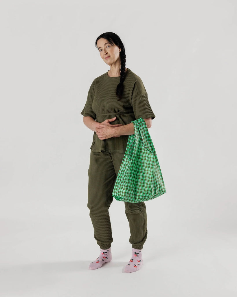 Standard Reusable Bag - Wavy Gingham Green