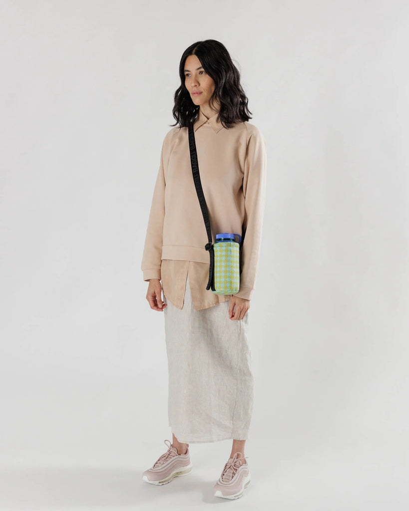 Puffy Water Bottle Sling - Mint Pixel Gingham