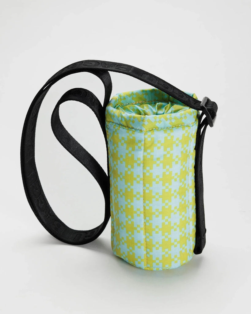 Puffy Water Bottle Sling - Mint Pixel Gingham
