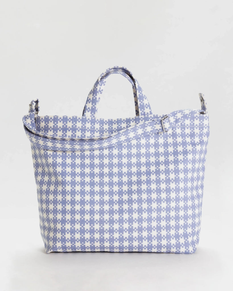 Horizontal Zip Duck Bag - Blue Pixel Gingham