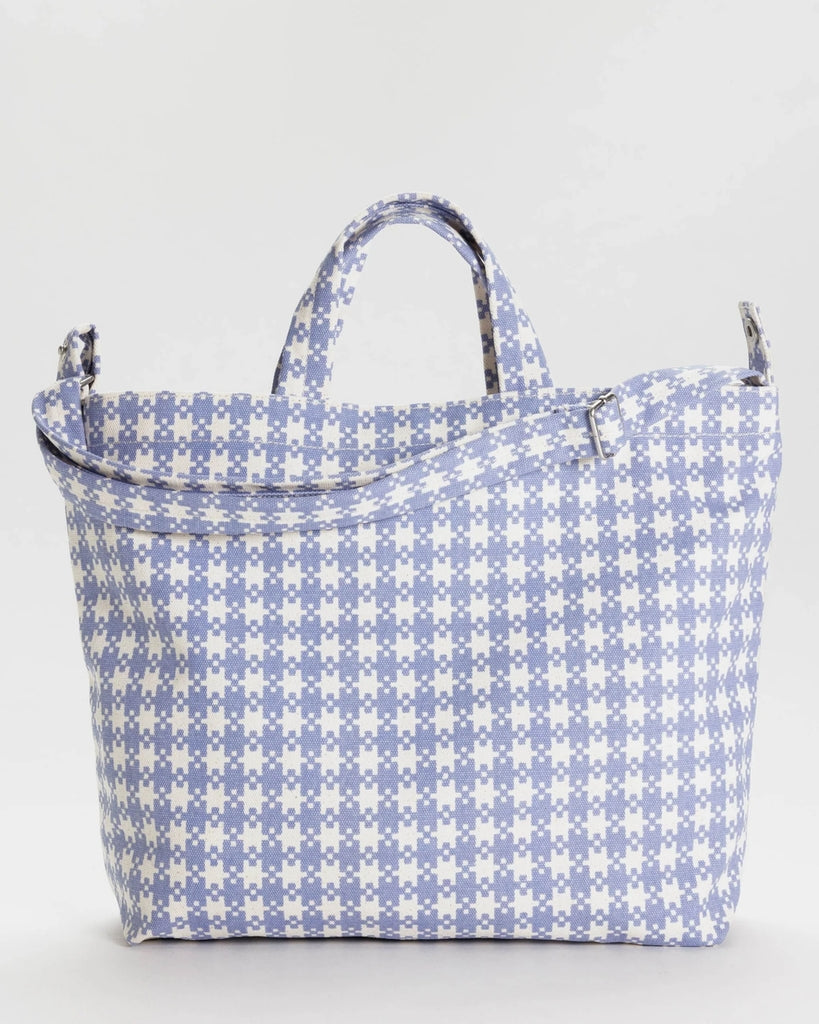 Horizontal Zip Duck Bag - Blue Pixel Gingham