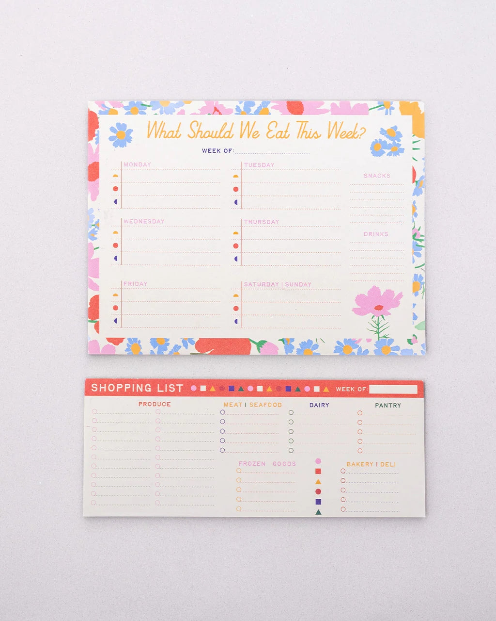 Meal Planner And Shopping List Set - Floral
