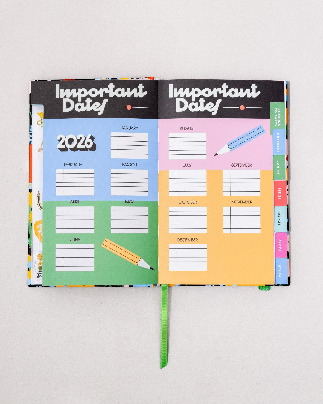 12-Month Annual Planner Classic 2026 - Black Floral