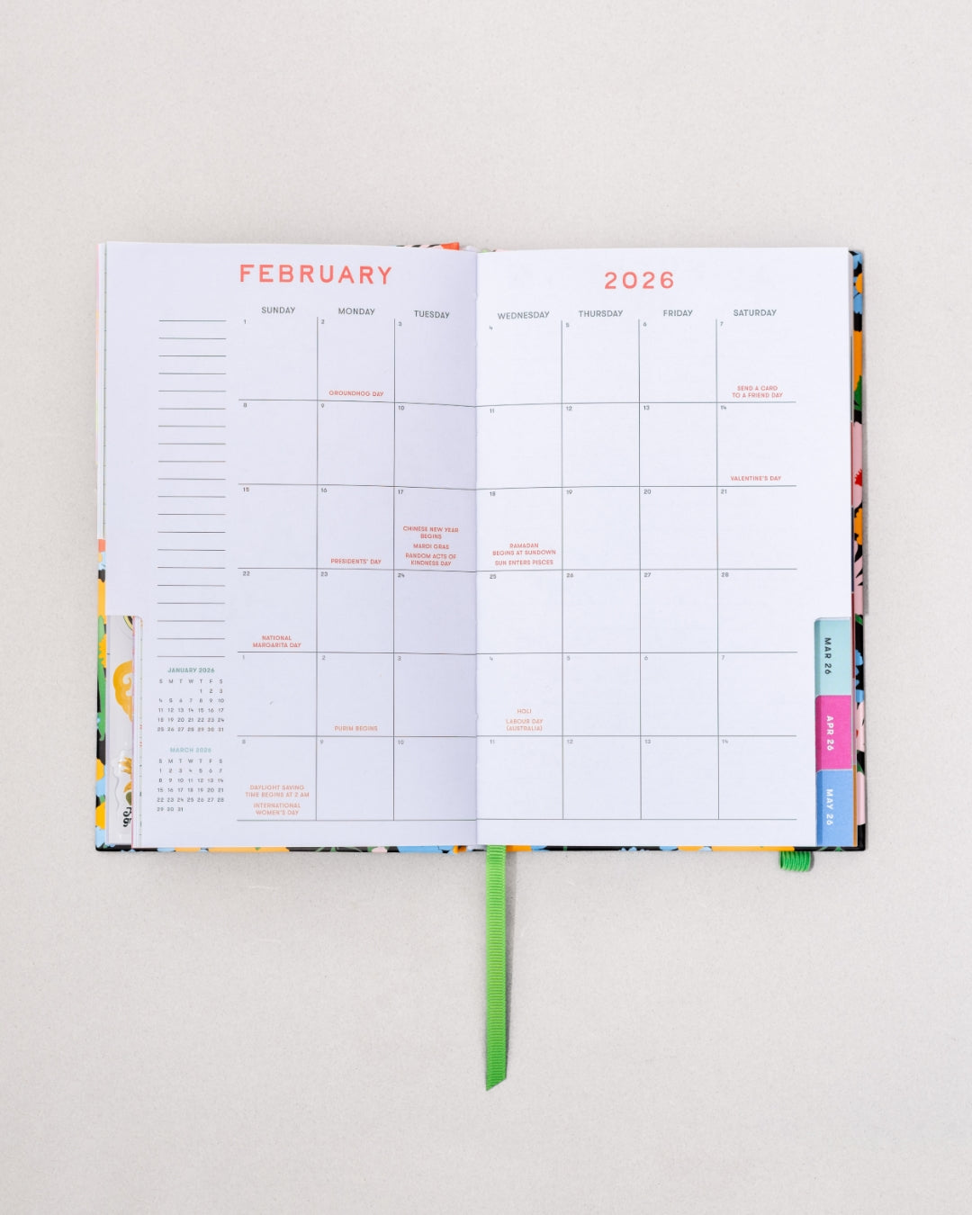 12-Month Annual Planner Classic 2026 - Black Floral