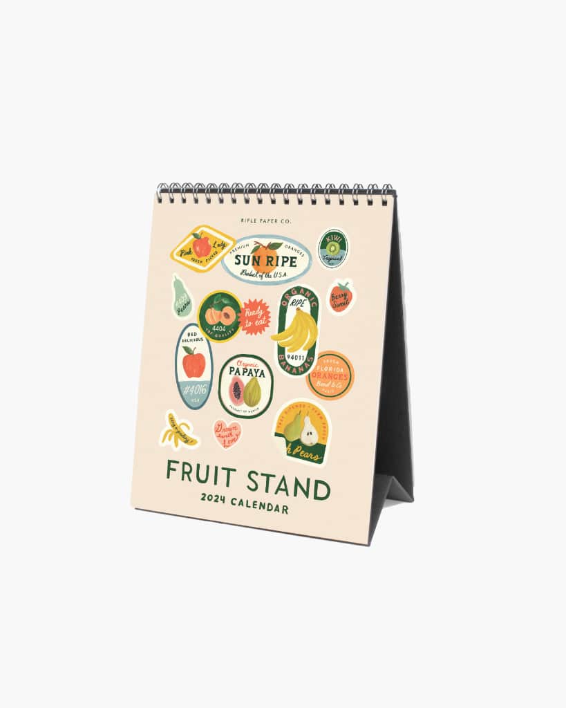 Rifle Paper Co. Desk Calendar 2024 Fruit Stand A Little Bird Told