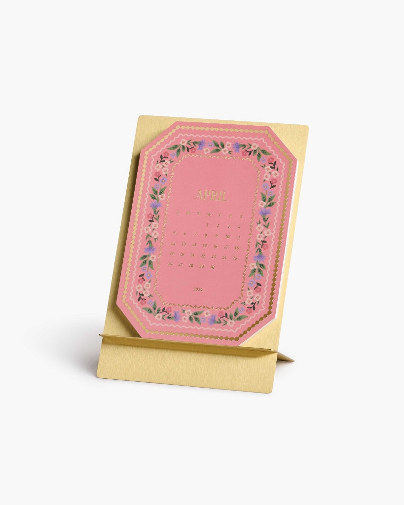 Brass Easel Desk Calendar 2026 - Wildwood