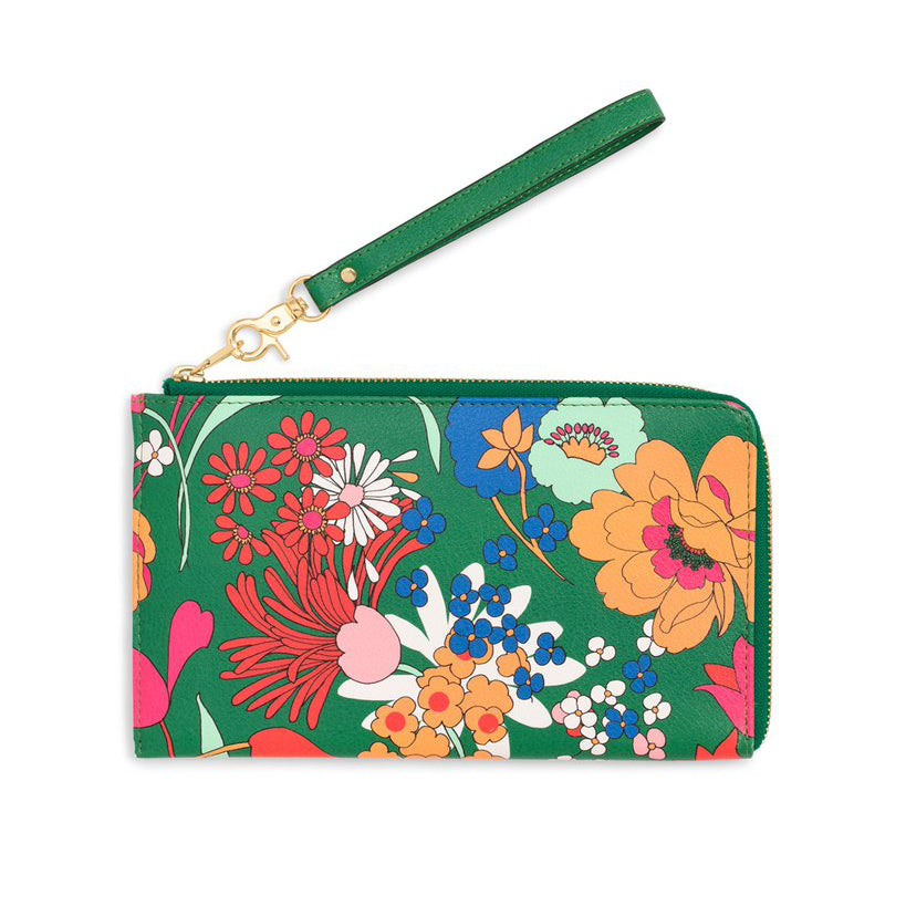 The Getaway Travel Clutch - Emerald Super Bloom
