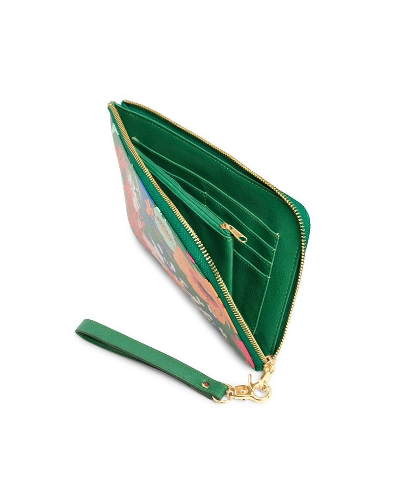 The Getaway Travel Clutch - Emerald Super Bloom