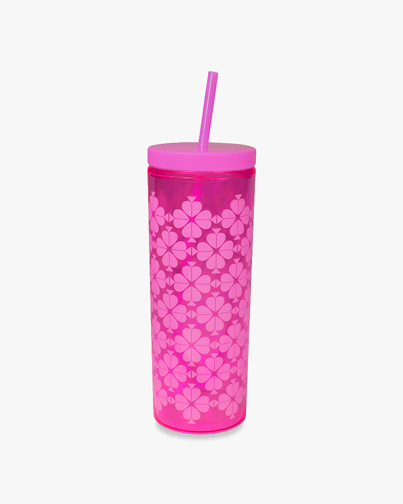 Tumbler - Neon Pink Spade Flower