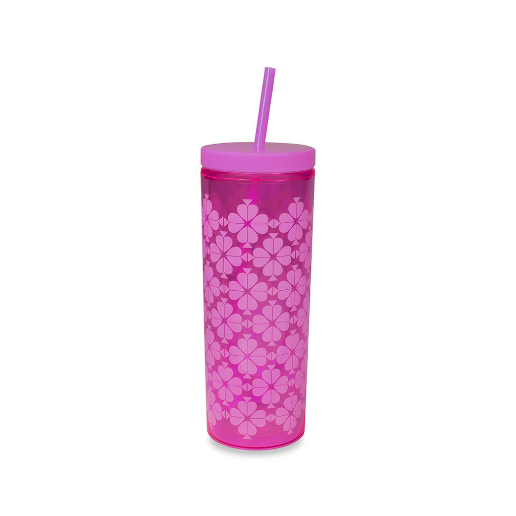 Tumbler - Neon Pink Spade Flower