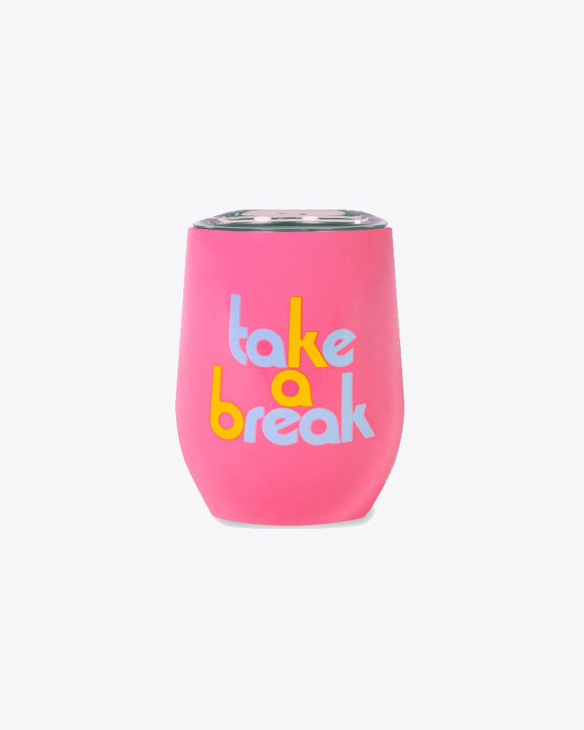 Stainless Steel Wine Glass With Lid - Take A Break