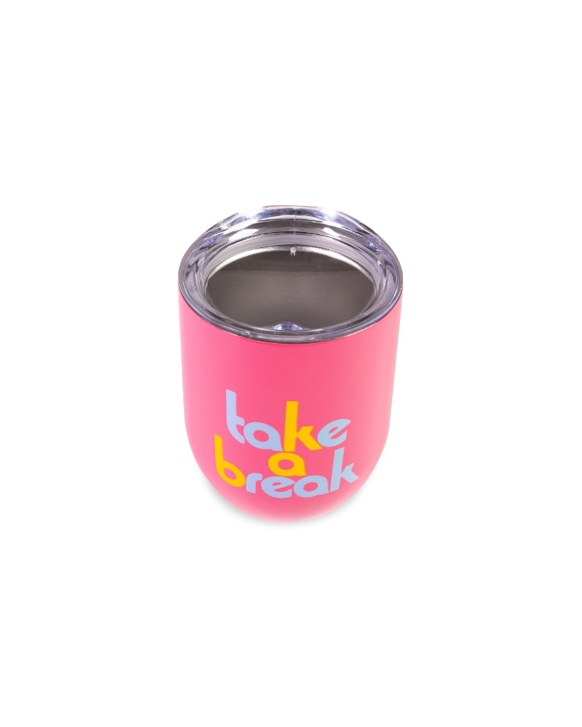 Stainless Steel Wine Glass With Lid - Take A Break