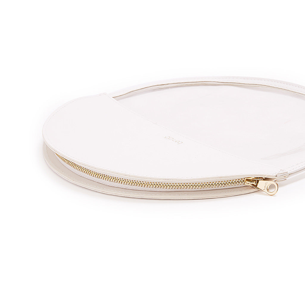 Peekaboo Circle Clutch - White / Clear