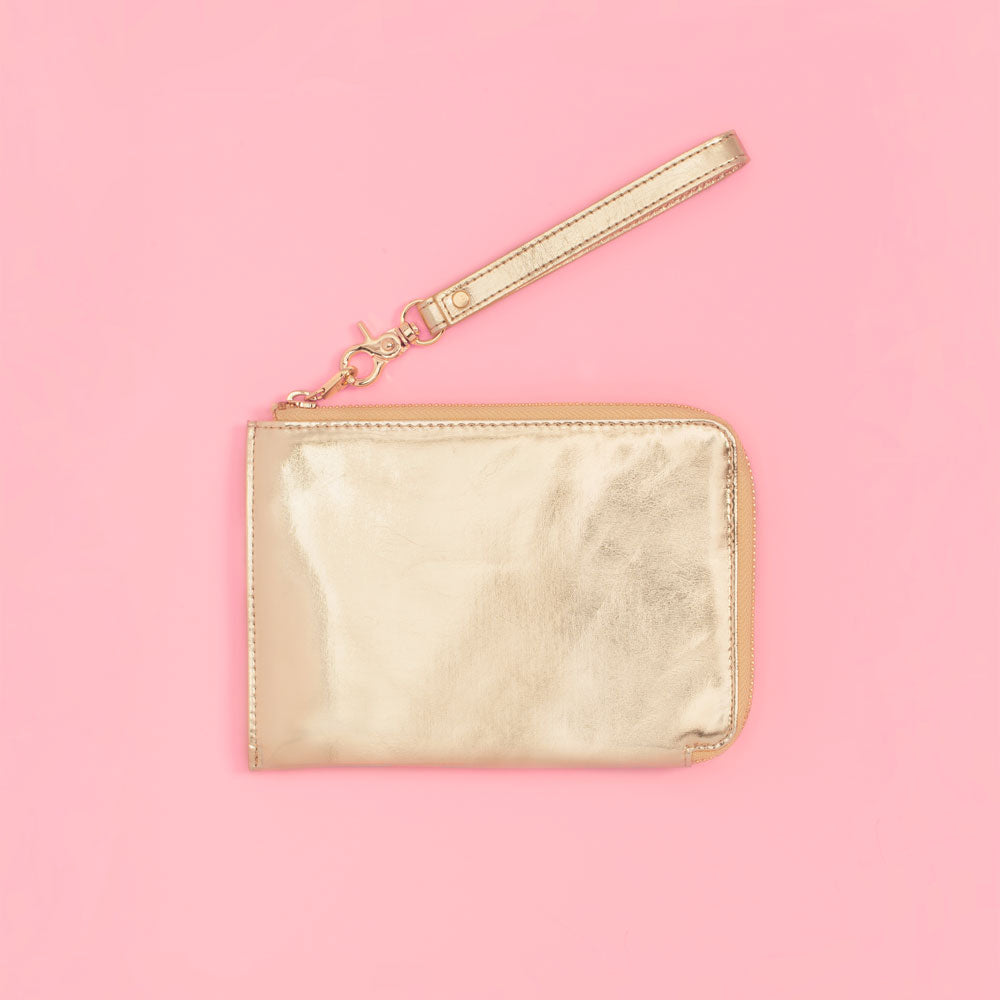The Getaway Travel Clutch - Metallic Gold