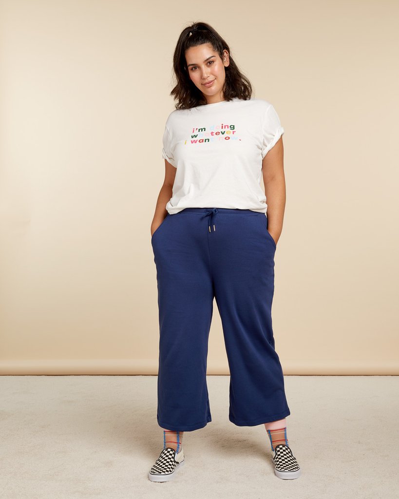 Script Wide Leg Sweatpant - True Navy