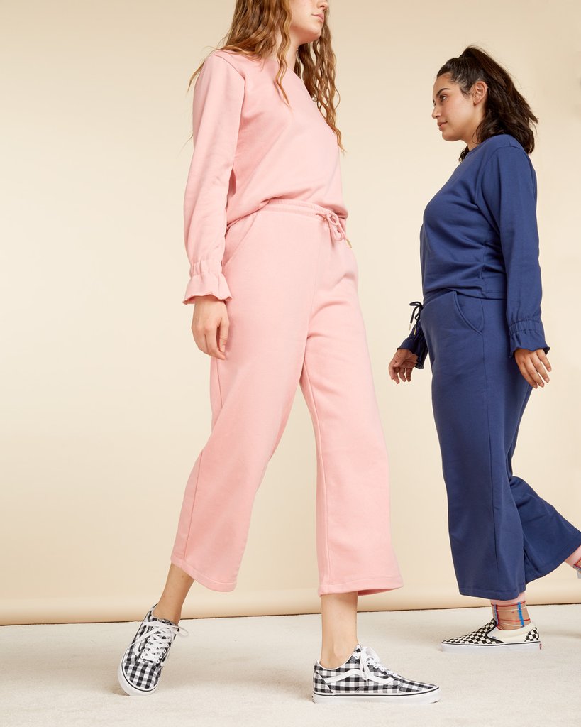 Script Wide Leg Sweatpant - True Navy