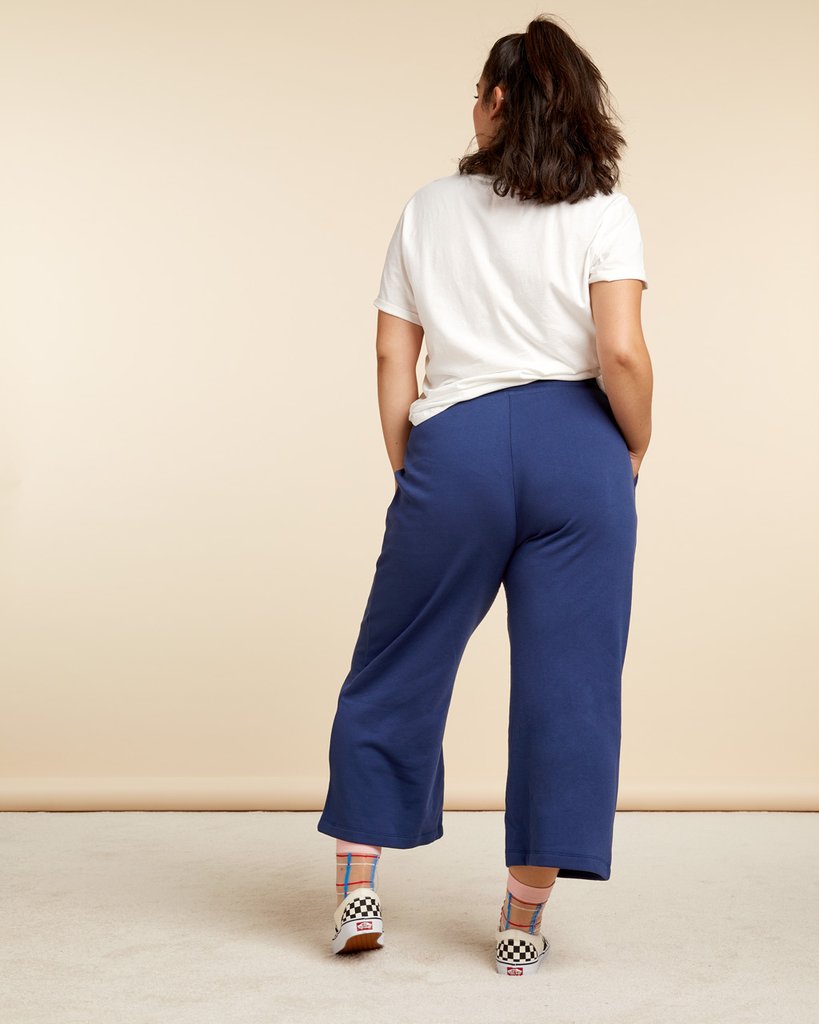 Script Wide Leg Sweatpant - True Navy