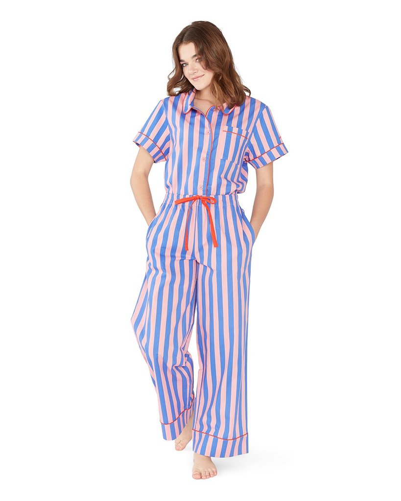 Leisure Club - Indigo & Sleepy Pink Sleep Pant