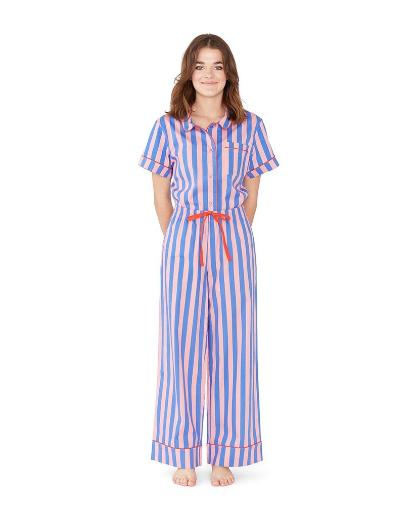 Leisure Club - Indigo & Sleepy Pink Sleep Pant
