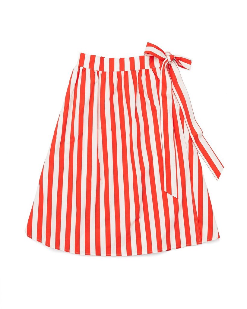 Easy Wrap Skirt - Red & Ivory Stripe